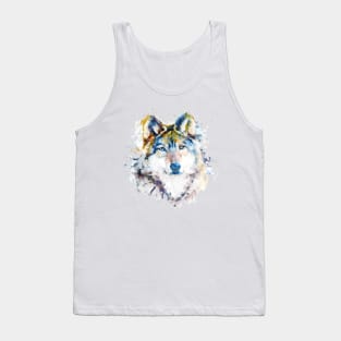 Wolf Face Watercolor Portrait Tank Top